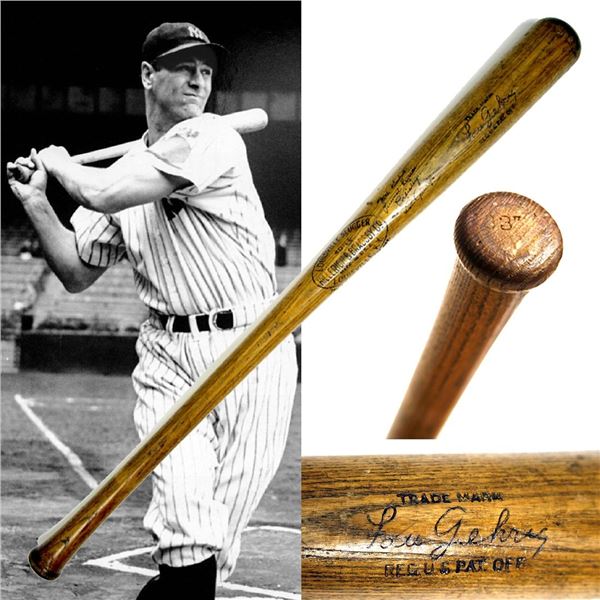 LOU GEHRIG SIGNED & INSCRIBED 1930's BASEBALL BAT
