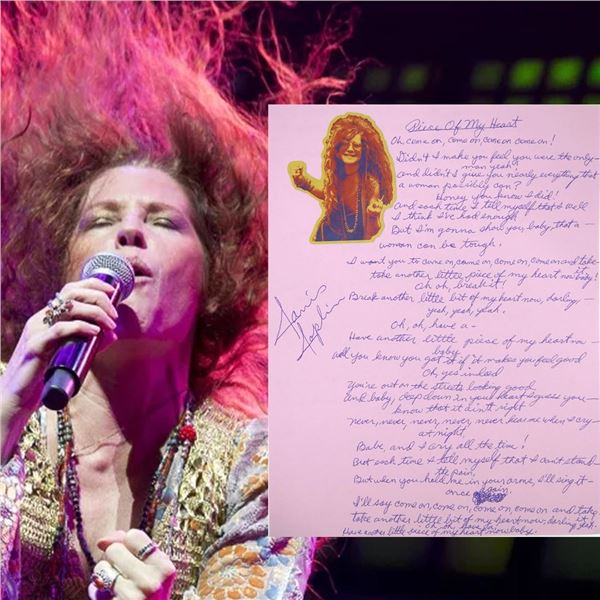 Janis Joplin Signed Lyrics  Piece of My Heart 