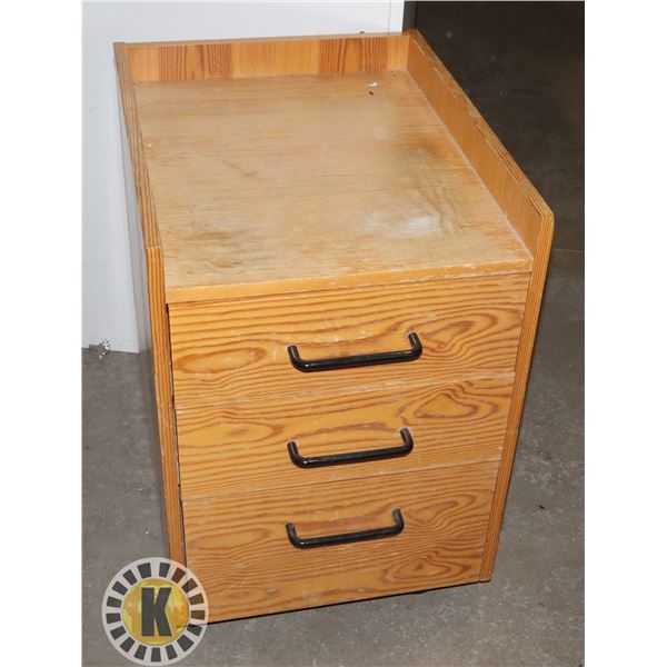 WOODEN SIDE TABLE WITH DRAWERS