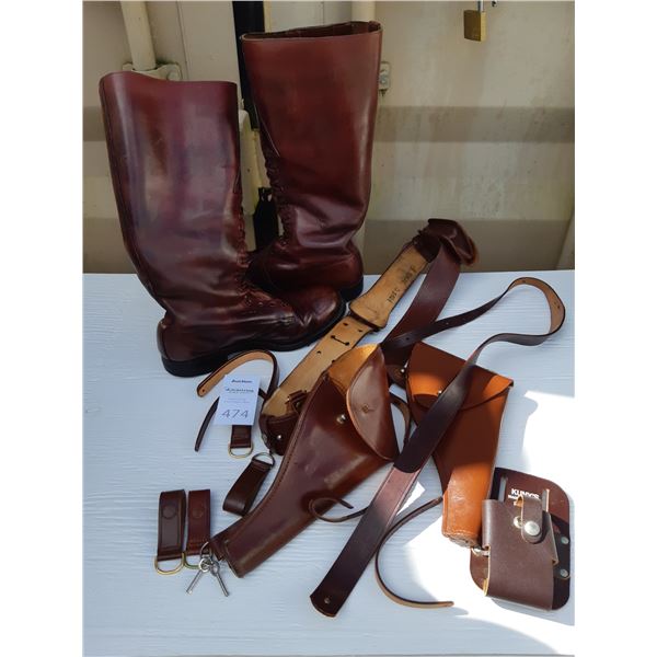 RCMP Leather Boots Sam Brown Belt & Holster Cat B