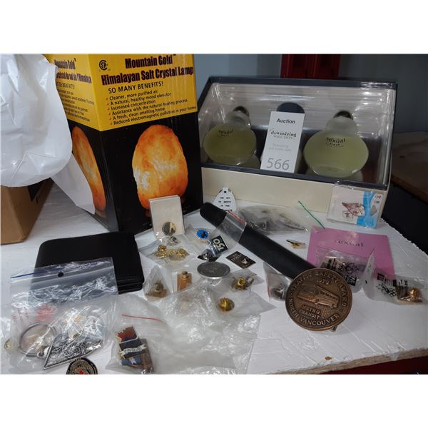 Himalayan Salt Lamp and Collector Pins Cat B