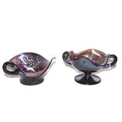 2 Dugan Carnival Glass Dishes, Starfish & Holly & Berry 