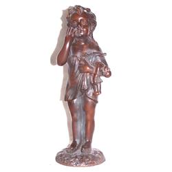 Young Child Holding Doll Bronze Sculpture