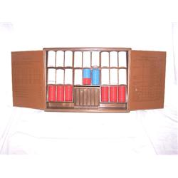 1920's Hand Crafted Leather/Wood Poker Kit 