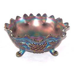 Large Northwood Grape & Cable Footed Center Bowl