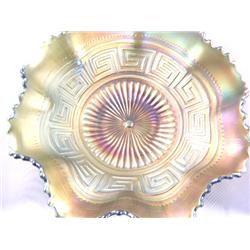 Imperial Pansy Pattern Green Ruffled Edge Bowl 