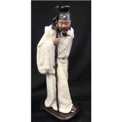 Chinese Porcelain Figurine Man with Walking Stick