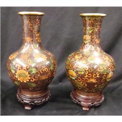 Pair of mid-20th c. Chinese Cloisonné Vases