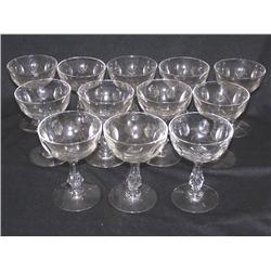 12 Tiffin Glass Cameo Etching Wine Stems