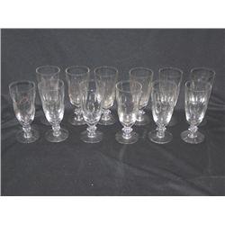 12 Tiffin Glass Cameo Etching Goblets