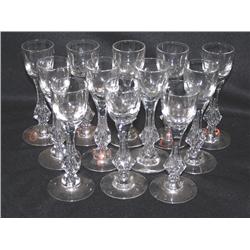 12 Tiffin Glass Cameo Etching Wine Stems