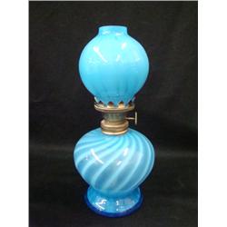 Miniature Light Blue Swirl Oil Lamp
