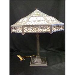 Bradley & Hubbard Arts & Craft Green Caramel Slag Lamp