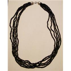 24" Long 5 Strand Black Bead Necklace