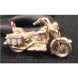 Solid 14k Gold Motorcycle Charm