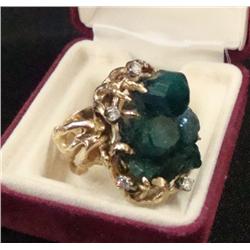 Ladies Custom Made Emerald & Diamond Ring