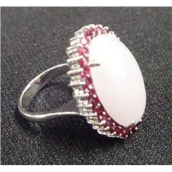 Ladies Lavender Jade & Ruby Ring