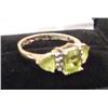 Image 1 : Ladies 14k Gold Ring with green stones 