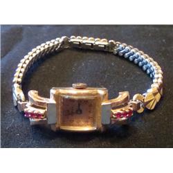 14kt Yellow Gold Kuper Ladies Watch w/Rubies