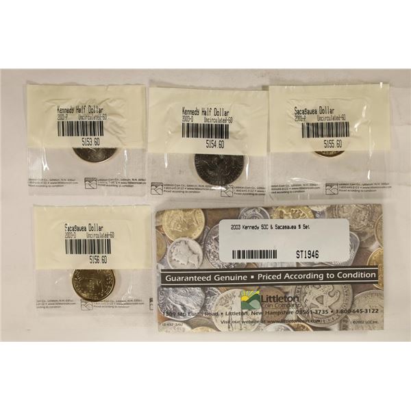 2003-D & P JFK HALF DOLLAR & 2003-D & P SACAGAWEA