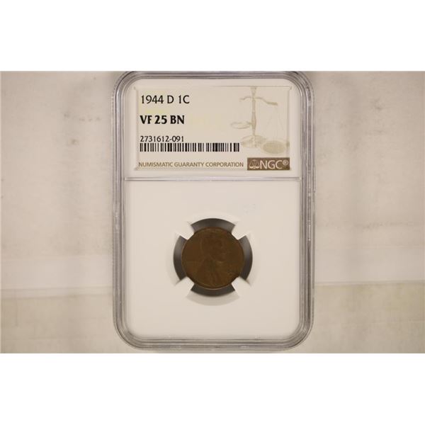 1944-D LINCOLN CENT NGC VERY FINE 25BN