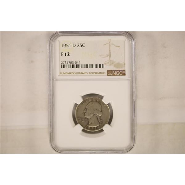 1951-D WASHINGTON SILVER QUARTER NGC F12