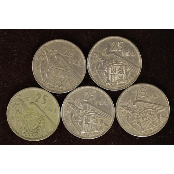 5-1957 SPAIN 25 PTAS COINS