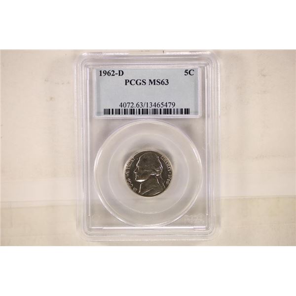 1962-D JEFFERSON NICKEL PCGS MS63