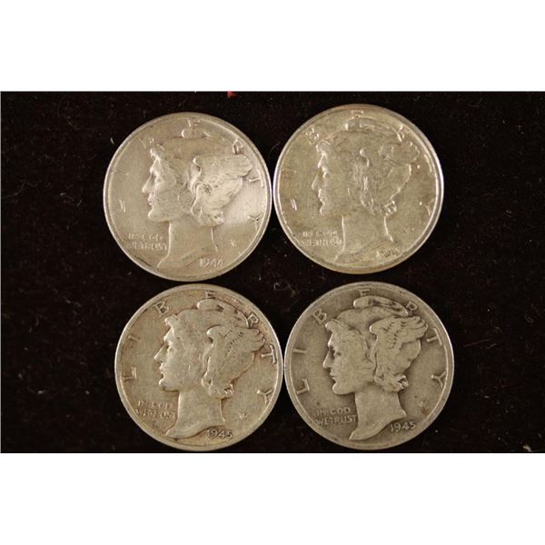 2-1944 & 2-1945-D SILVER MERCURY DIMES