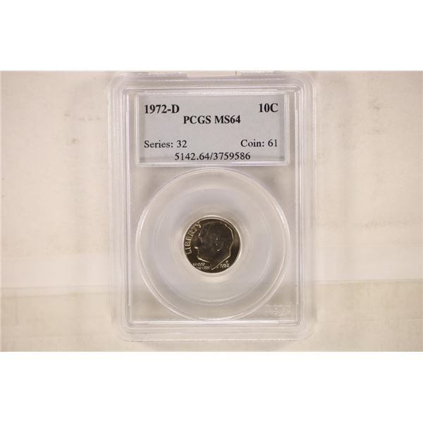1972-D ROOSEVELT DIME PCGS MS64