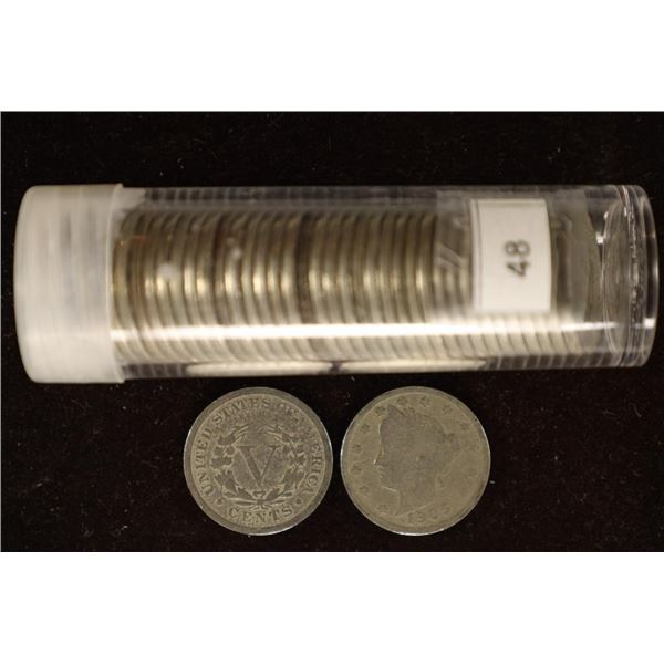 ROLL OF 40 ASSORTED 1900-1912 LIBERTY "V" NICKELS