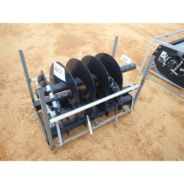 HYD AUGER, 16" WIDE, 2 EA AUGER BITS (fits skid steer loader) (B5)