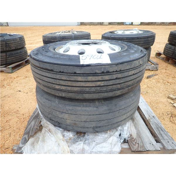 FIRESTONE 11R22.5 TIRES W/ RIMS
