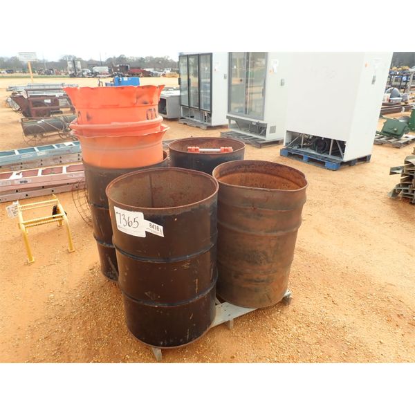 (4) 55 GAL METAL DRUMS W/SAFETY BARREL (B9)
