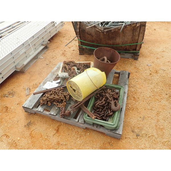 (1) PALLET OF MISC CHAINS & BINDERS (B-9)