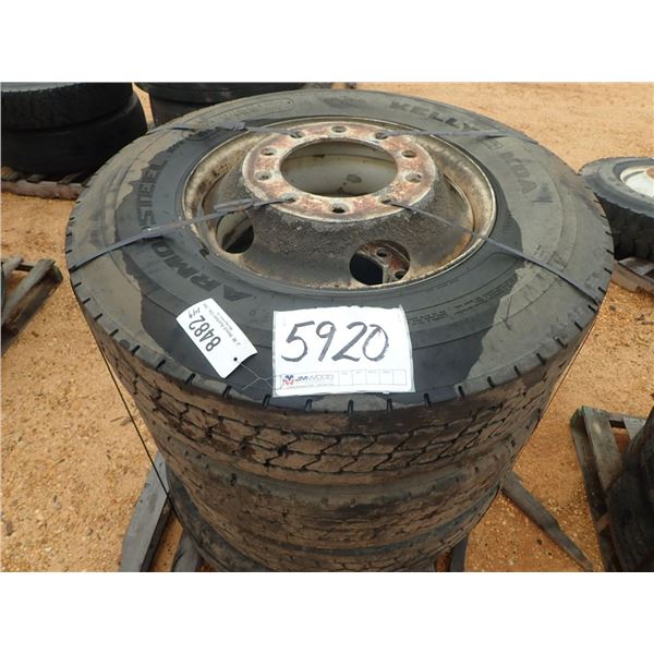 295/75R22.5 TIRES & RIMS (4 EACH)