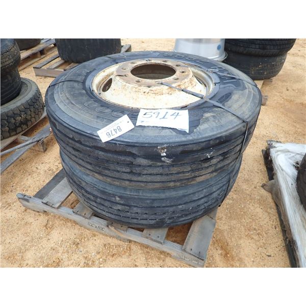 11R22.5 TIRE & RIMS (2 EACH)