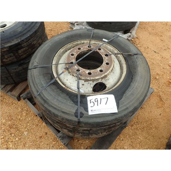 275/80R22.5 TIRES & RIMS ( 2 EACH)