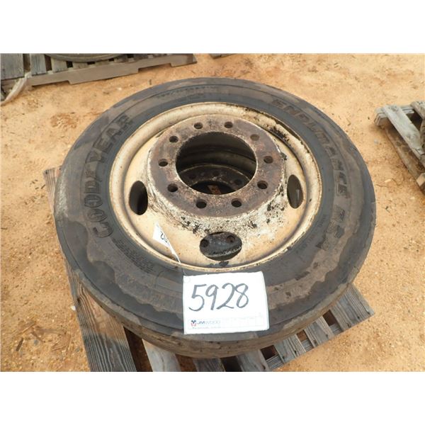 255/70R22.5 TIRES & RIMS (2 EACH)