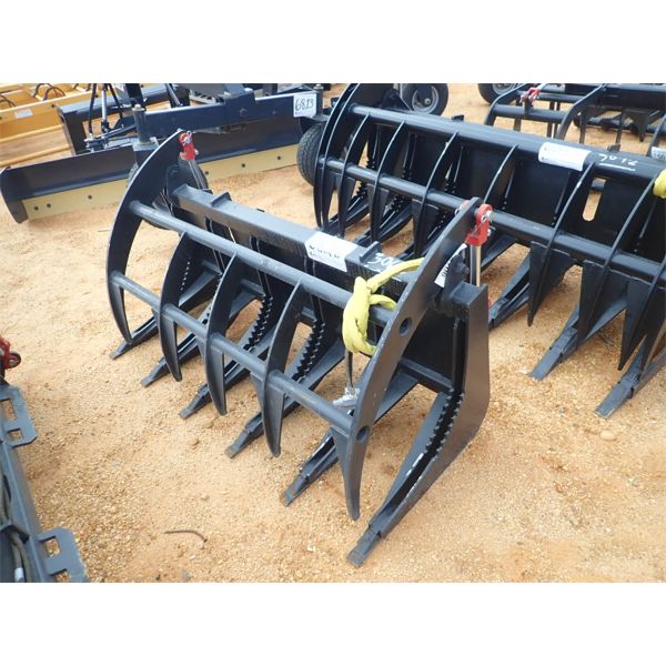 ROOT RAKE W/GRAPPLE, 60", fits skid steer loader