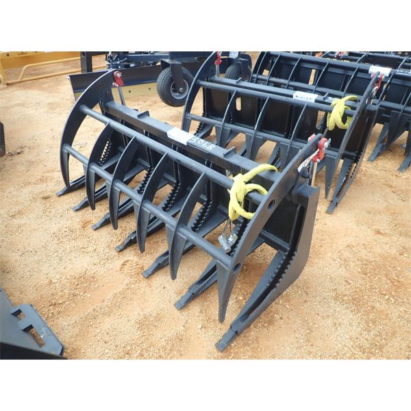 ROOT RAKE W/GRAPPLE, 72", fits skid steer loader