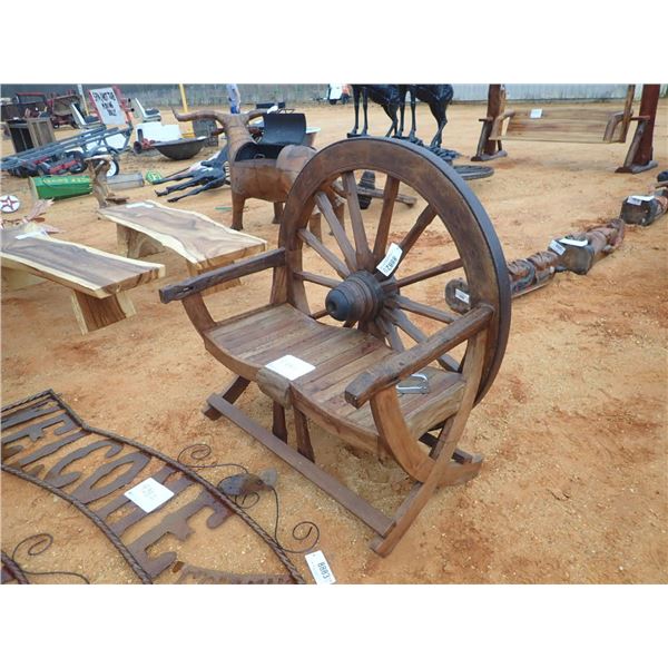 TEAKWOOD WAGON WHEEL BENCH (C-6)