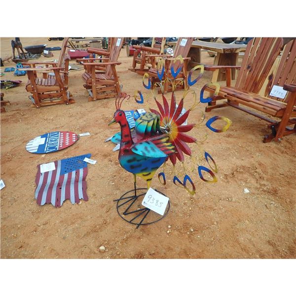 METAL PEACOCK W/ROTATING TAIL (C-6)