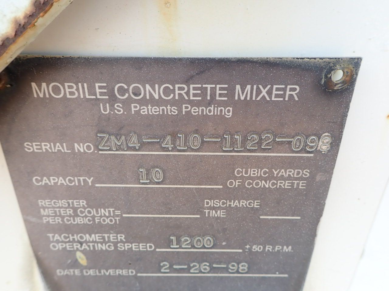 ZI ZIM MOBILE Concrete Mixer J.M. Wood Auction Company, Inc.