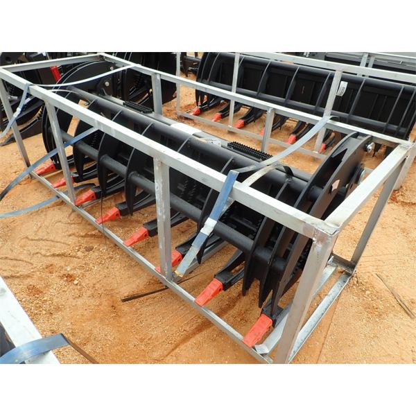 ROOT RAKE WITH GRAPPLE, 72", fits skid steer loader