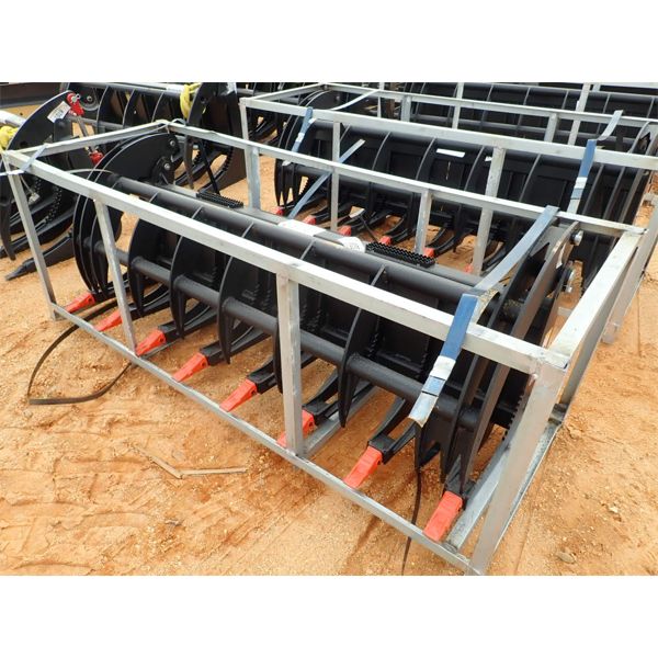 ROOT RAKE WITH GRAPPLE, 72", fits skid steer loader