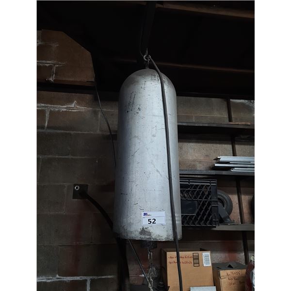 LARGE METAL INDUSTRIAL CYLINDER BELL & LARGE METAL HANGING BALL