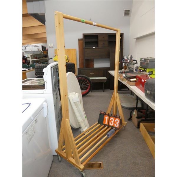 Wooden Rolling Coat Rack
