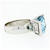 Image 5 : Estate 14k White Gold Oval Checkerboard Blue Topaz Ring