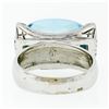 Image 7 : Estate 14k White Gold Oval Checkerboard Blue Topaz Ring